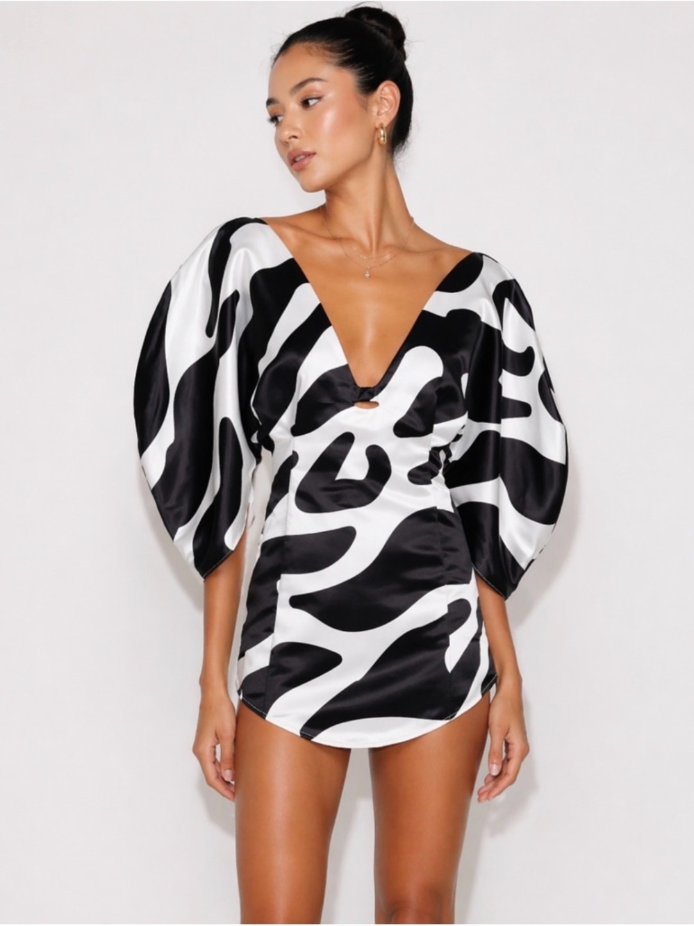 Mother of All Jessica Zebra mini dress. Black and white. Womens size medium.